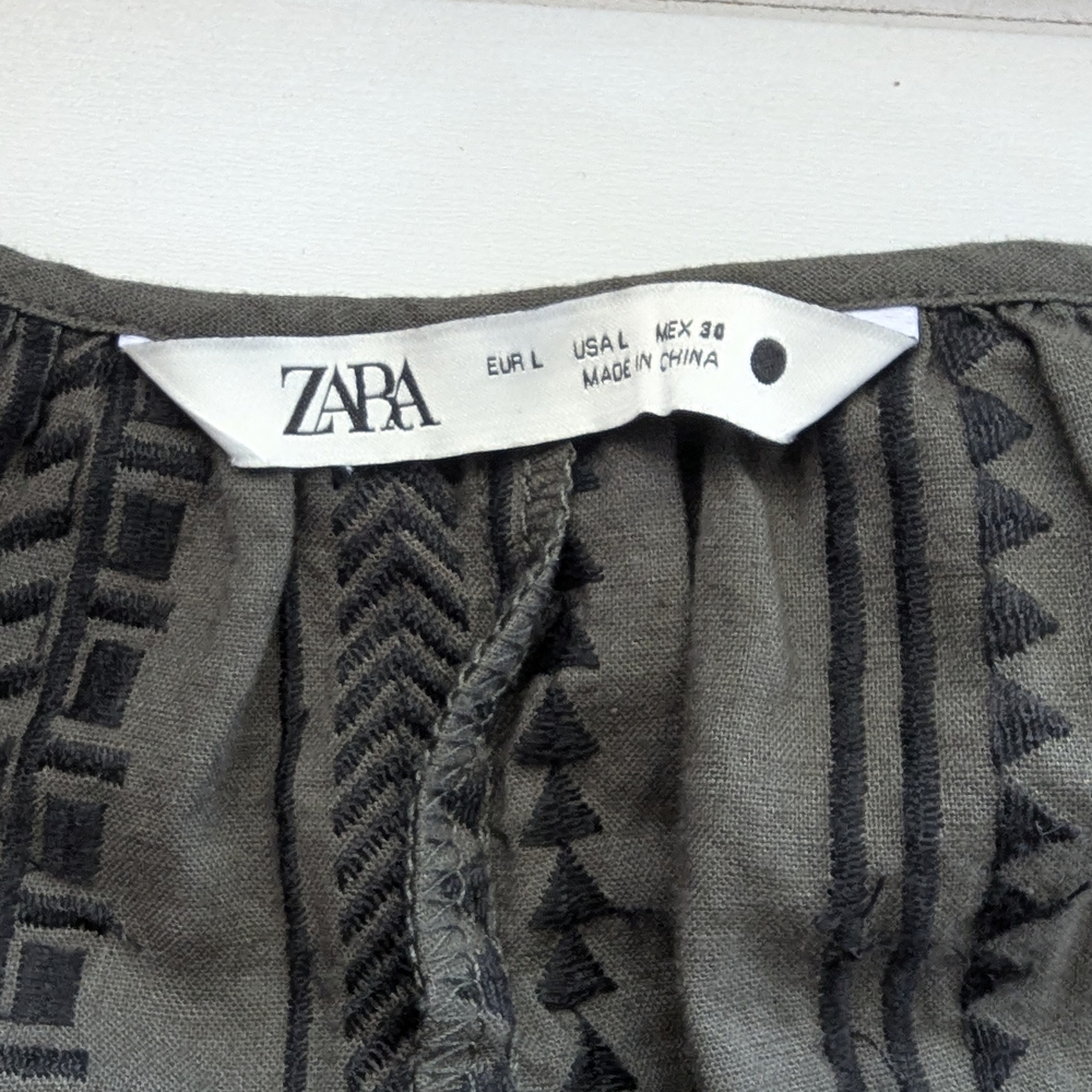 Zara Gray Patterned Blouse - image 4